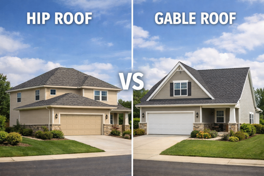 Hip roof vs gable roof
